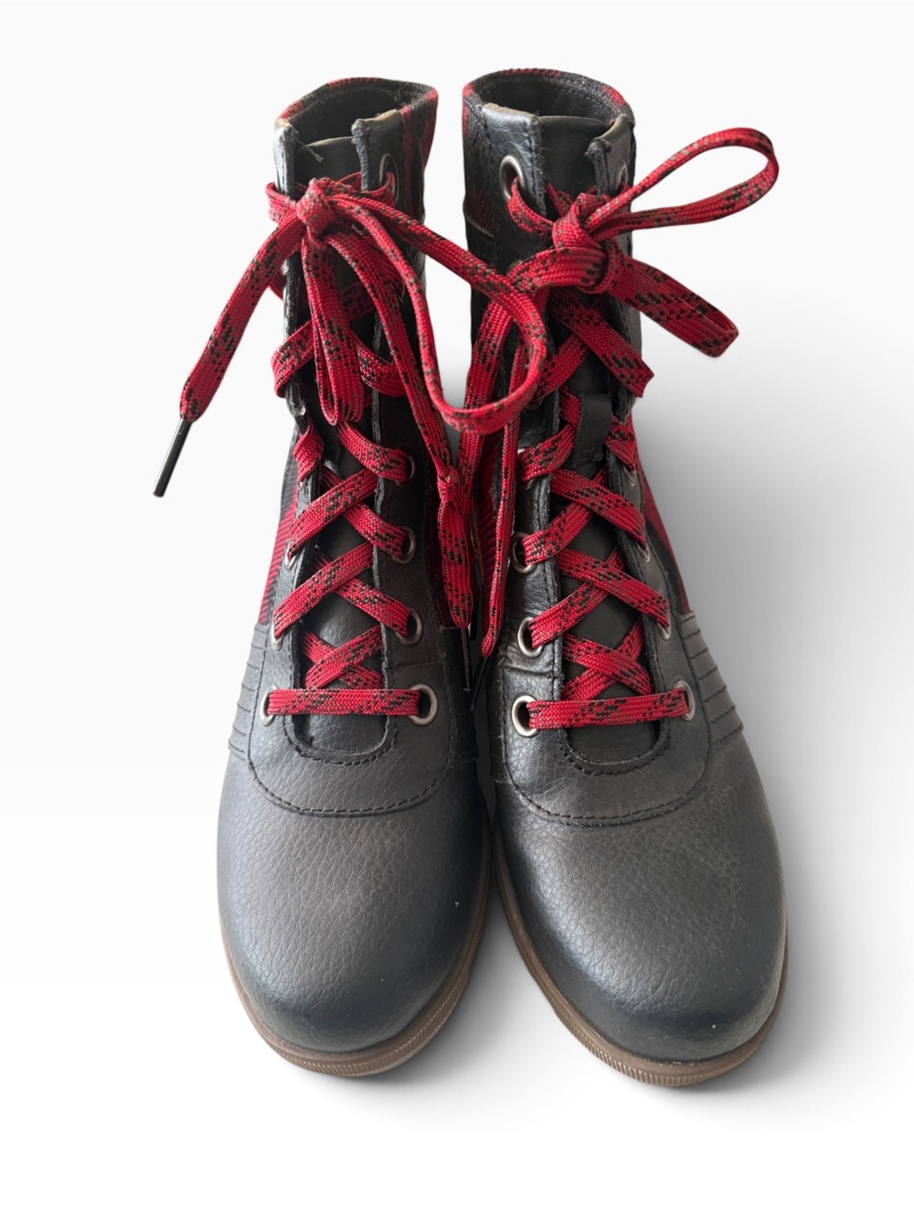 Sorel Women's Red Buffalo Plaid Lace-Up Wedge Boot - Size 5 - Picture 4 of 7